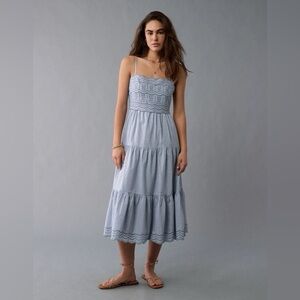 American Eagle Scalloped Tiered Midi Dress